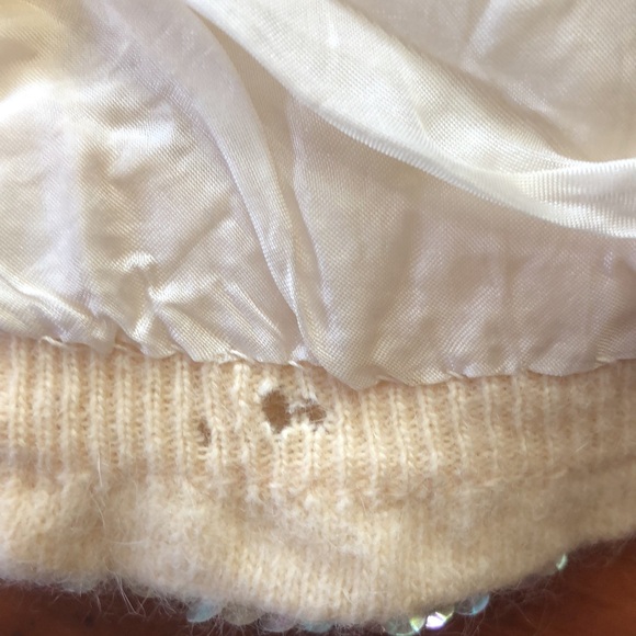 VINTAGE Glitter Sequin Champagne Hook & Eye Clasp Cardigan Women's Small - Picture 6 of 14